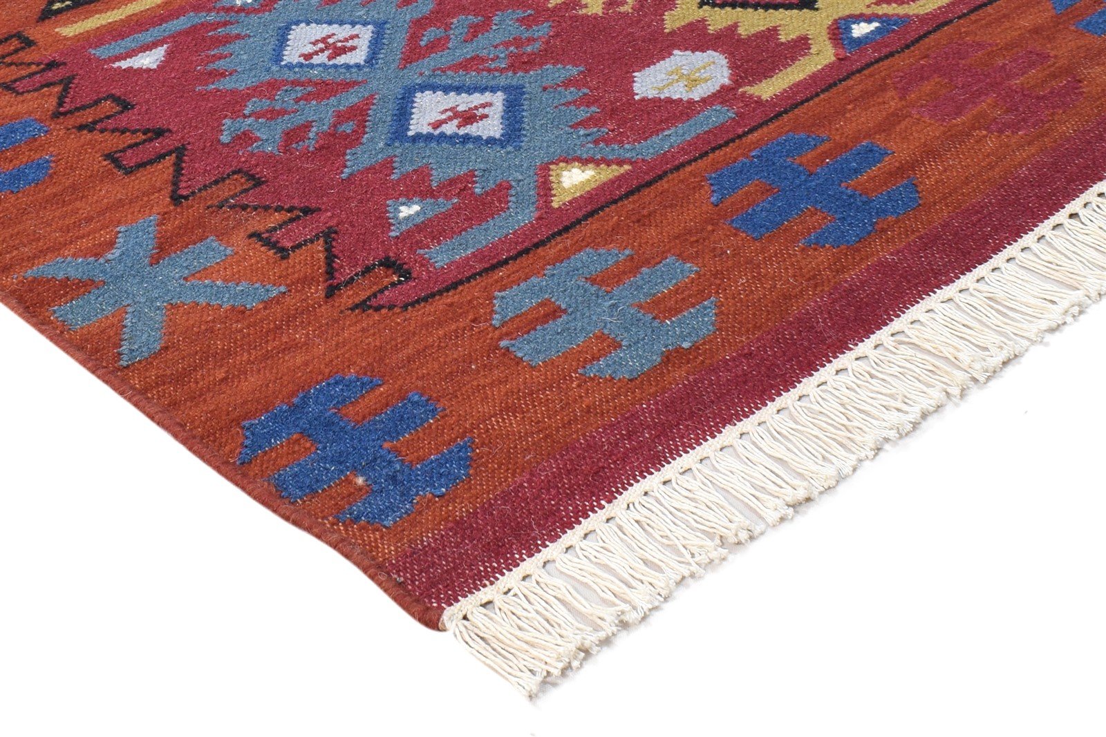 4' X 6' Rug Wool Red Southwestern Dhurrie American Tribal Room Size Carpet 