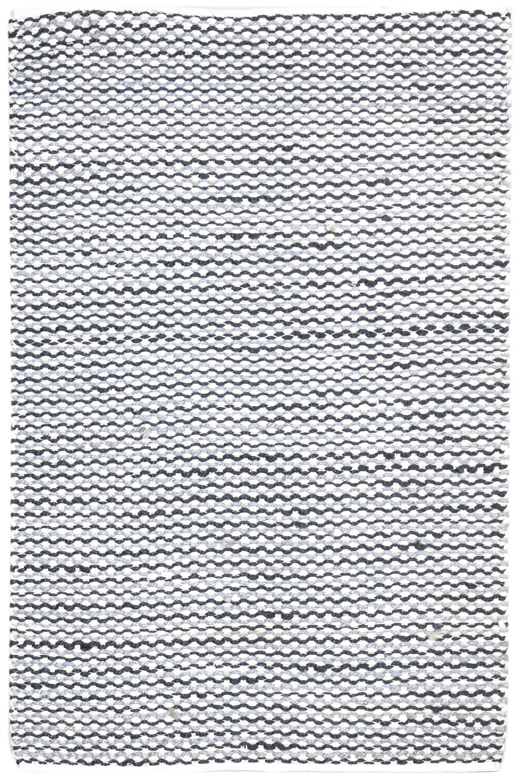 Wool White Rug 4' X 6' Modern Hand Woven Scandinavian Striped Room Size Carpet 