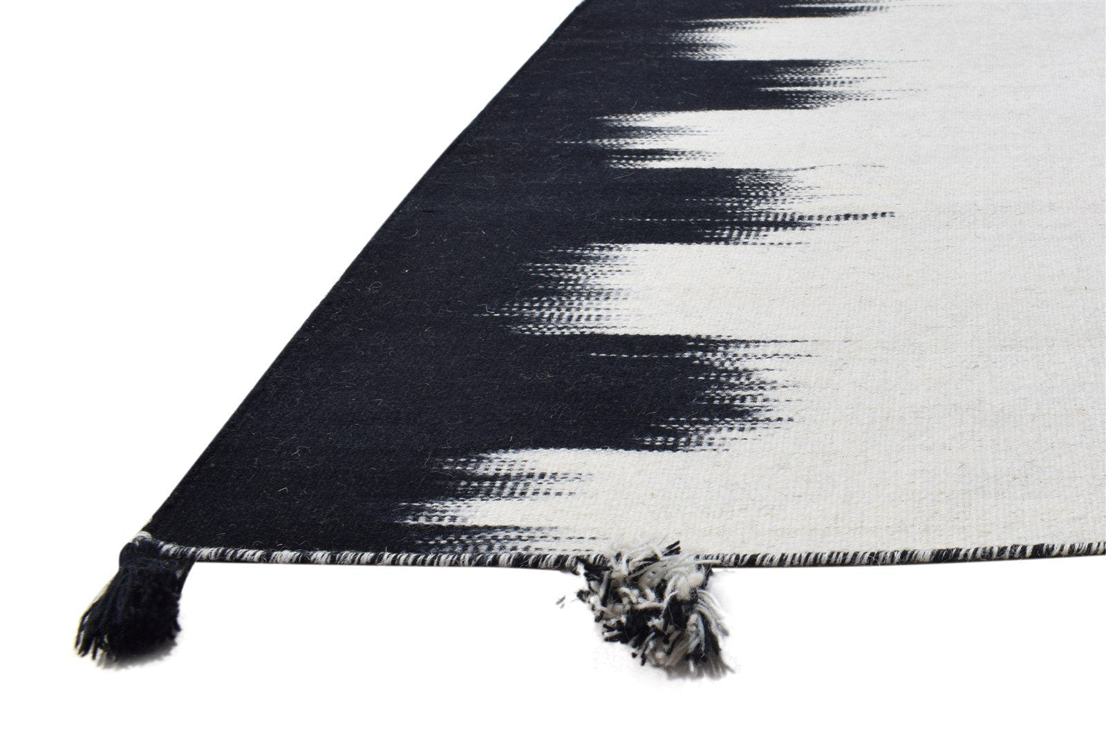 Off-White Wool Rug 4' X 6' Modern Dhurrie Scandinavian Abstract Room Size Carpet 