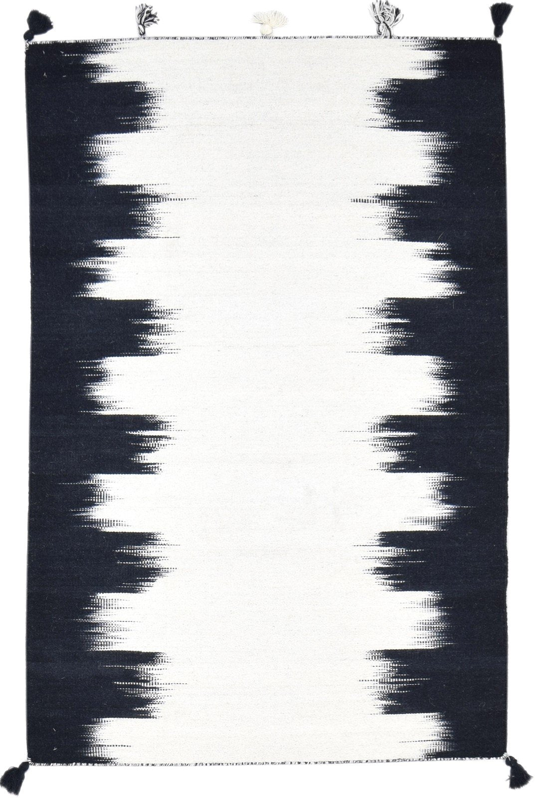 Off-White Wool Rug 4' X 6' Modern Dhurrie Scandinavian Abstract Room Size Carpet 