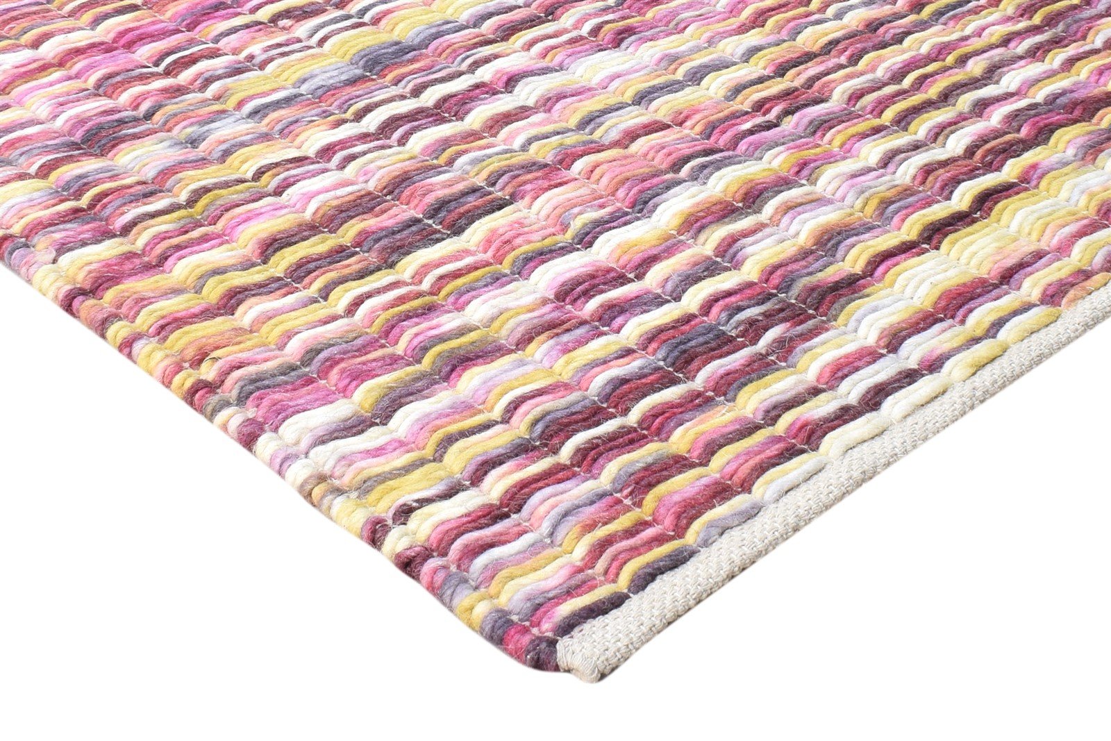 Hand Woven Pink Wool Rug 4' X 6' Modern Bohemian Abstract Room Size Carpet 