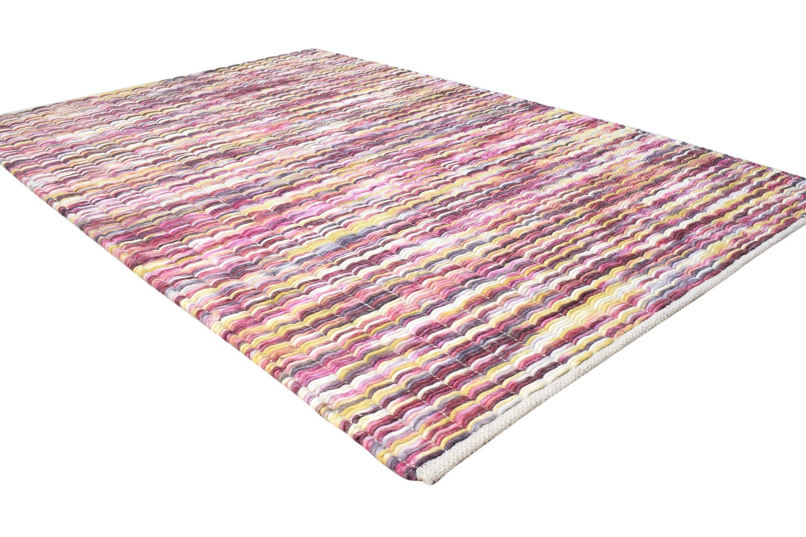 Hand Woven Pink Wool Rug 4' X 6' Modern Bohemian Abstract Room Size Carpet 