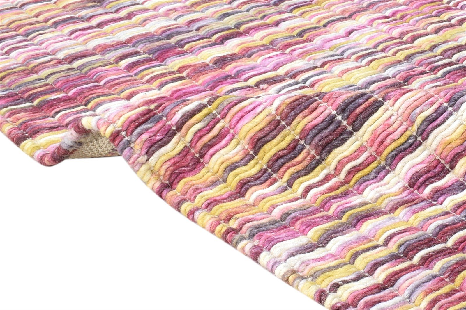 Hand Woven Pink Wool Rug 4' X 6' Modern Bohemian Abstract Room Size Carpet 