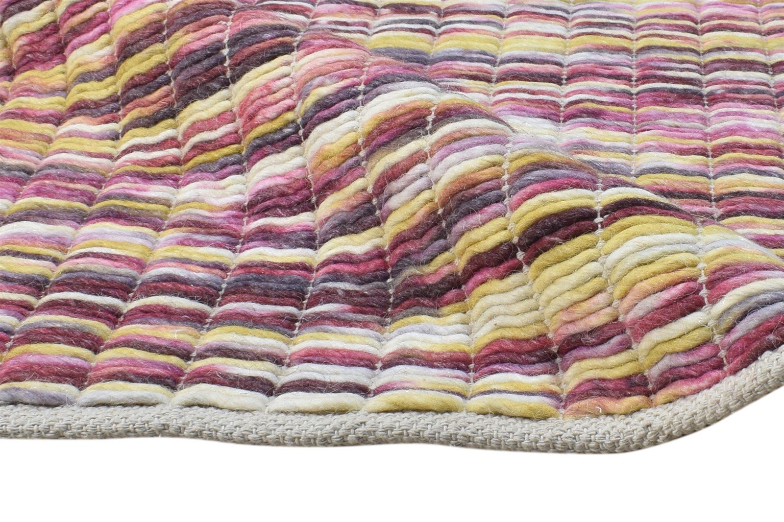 Hand Woven Pink Wool Rug 4' X 6' Modern Bohemian Abstract Room Size Carpet 