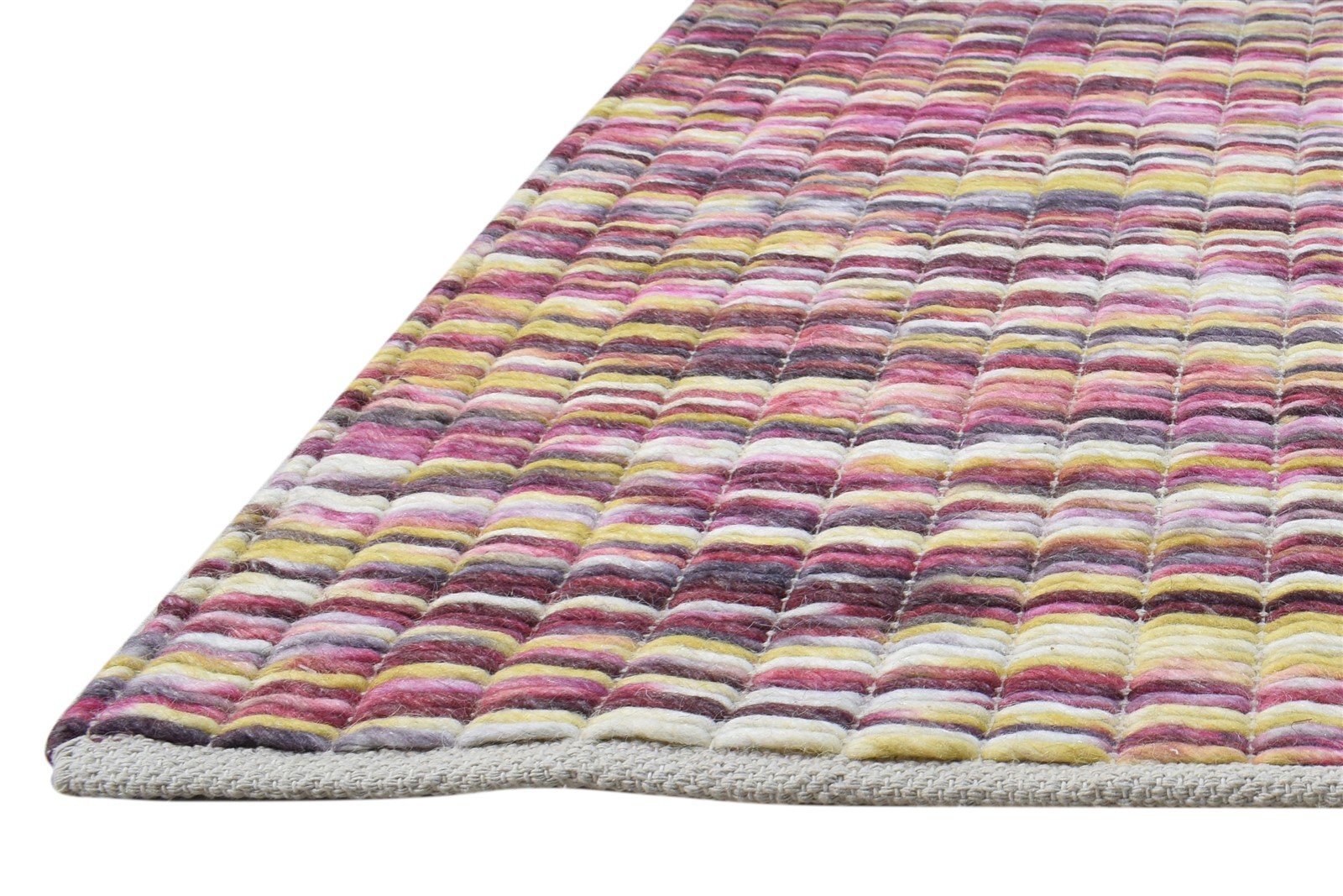 Hand Woven Pink Wool Rug 4' X 6' Modern Bohemian Abstract Room Size Carpet 