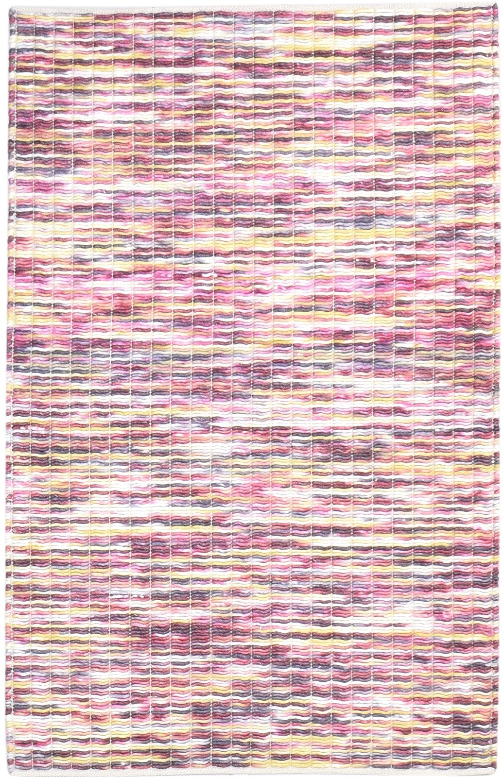 Hand Woven Pink Wool Rug 4' X 6' Modern Bohemian Abstract Room Size Carpet 