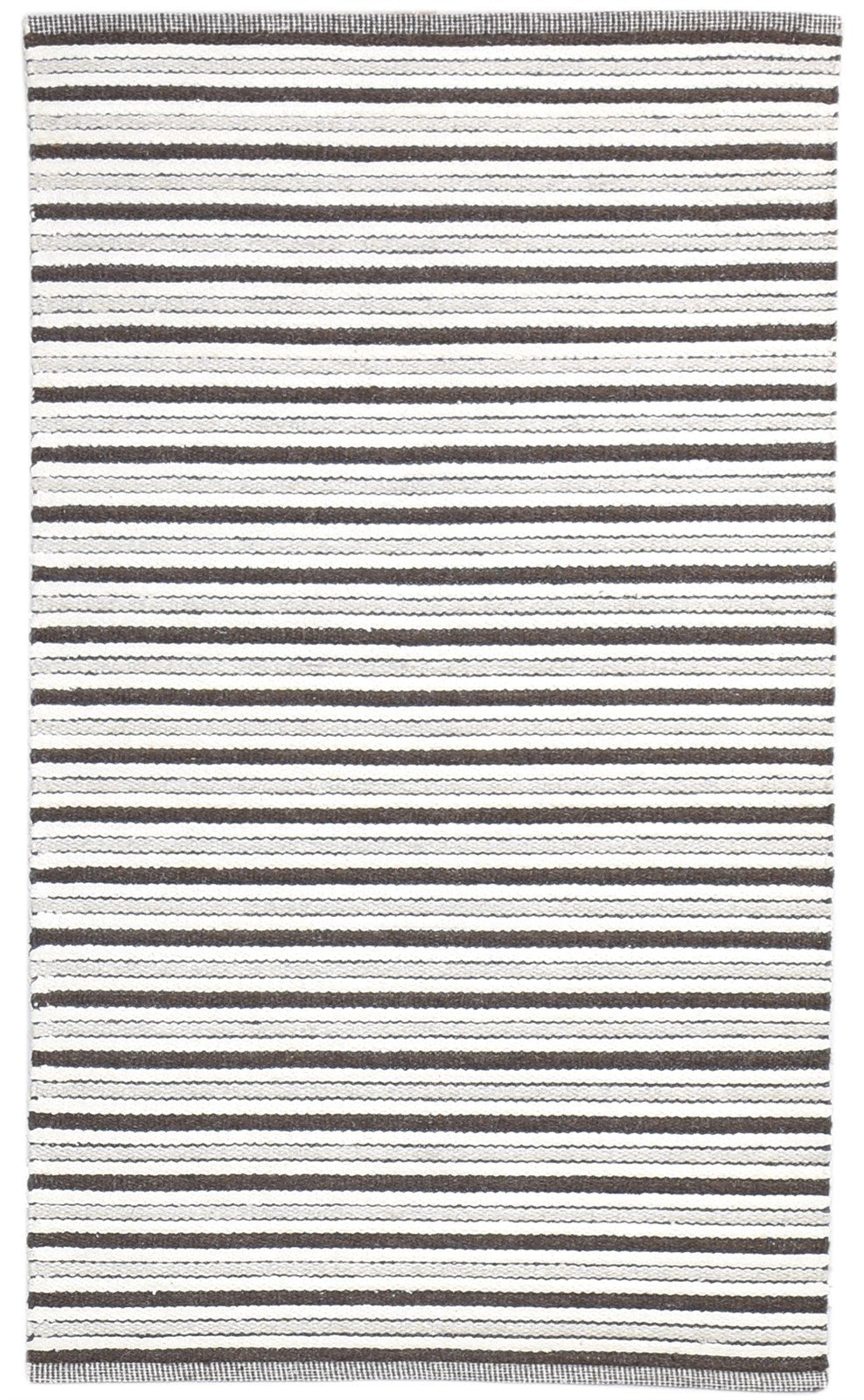 Charcoal Wool Rug 3' X 5' Modern Dhurrie Scandinavian Striped Room Size Carpet 