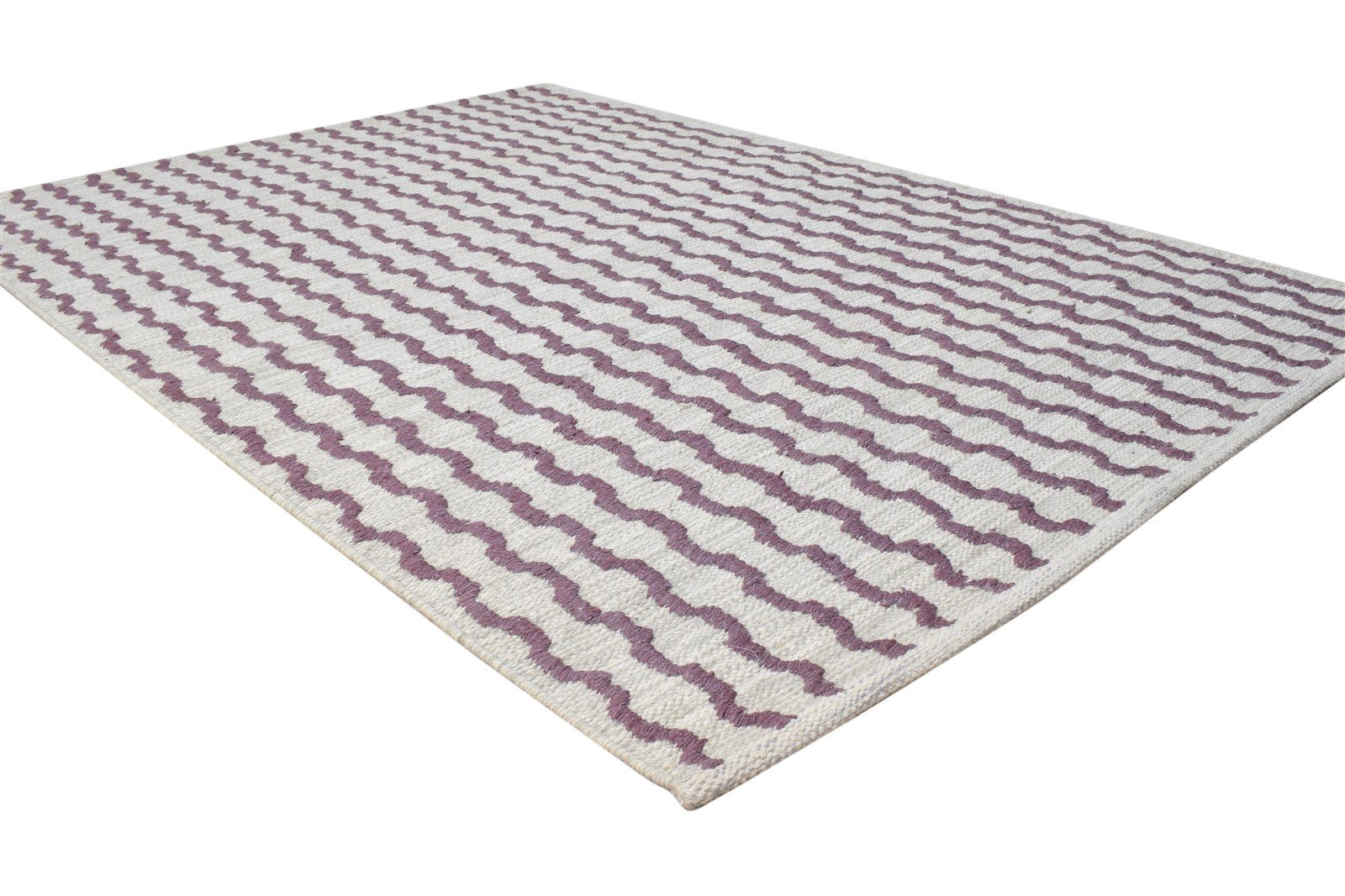 Wool Purple Rug 4' X 6' Modern Dhurrie Moroccan Trellis Room Size Carpet 