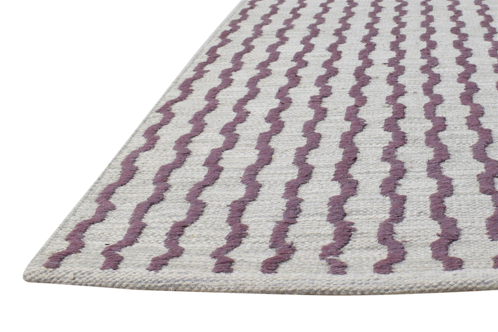 Wool Purple Rug 4' X 6' Modern Dhurrie Moroccan Trellis Room Size Carpet 