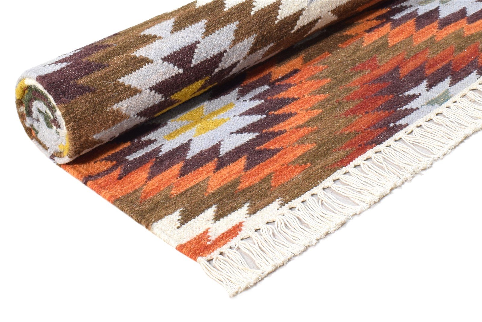 Wool Multi Color Rug 4X6 Southwestern Dhurrie American Tribal Room Size Carpet 