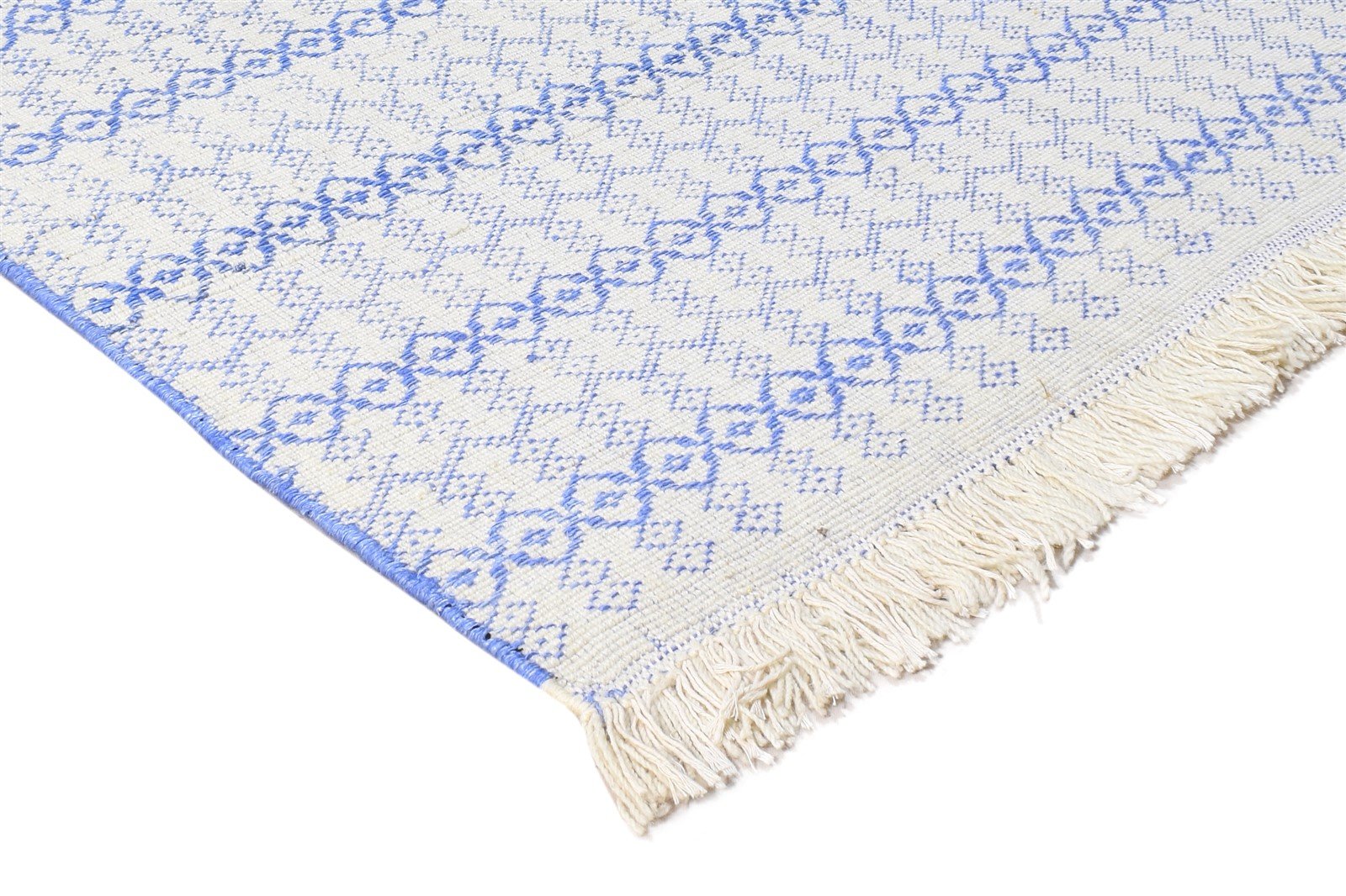 4' X 6' Rug Wool Blue Modern Handloom Moroccan Trellis Room Size Carpet 