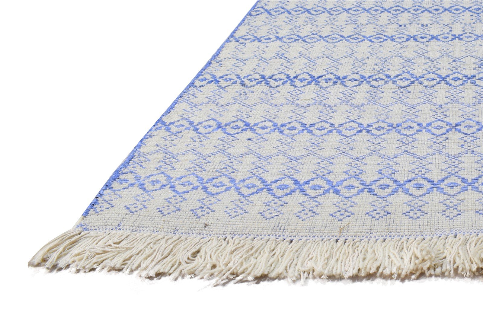 4' X 6' Rug Wool Blue Modern Handloom Moroccan Trellis Room Size Carpet 