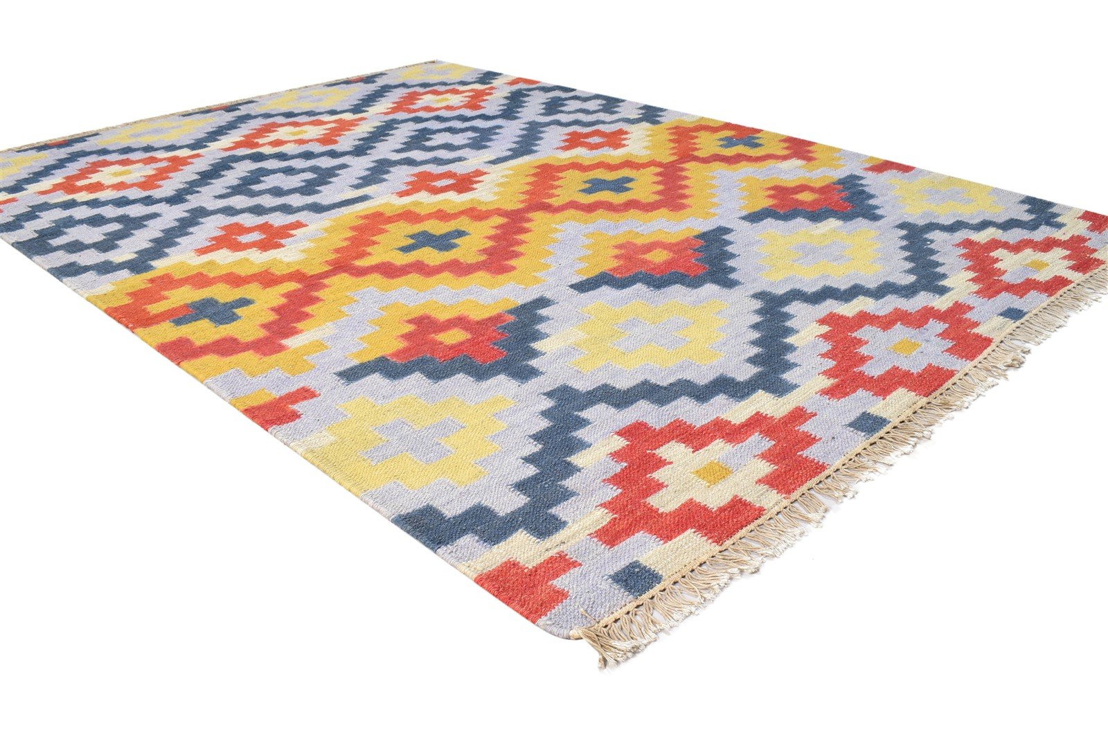 Wool Multi Color Rug 4X6 Southwestern Dhurrie American Tribal Room Size Carpet 