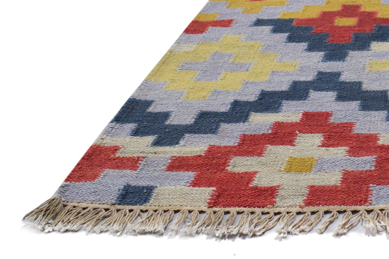 Wool Multi Color Rug 4X6 Southwestern Dhurrie American Tribal Room Size Carpet 