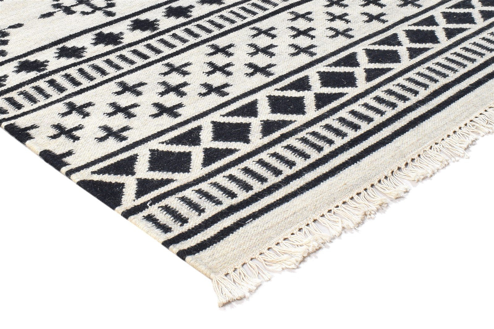 4' X 6' Rug Cotton Black Southwestern Dhurrie American Tribal Room Size Carpet 