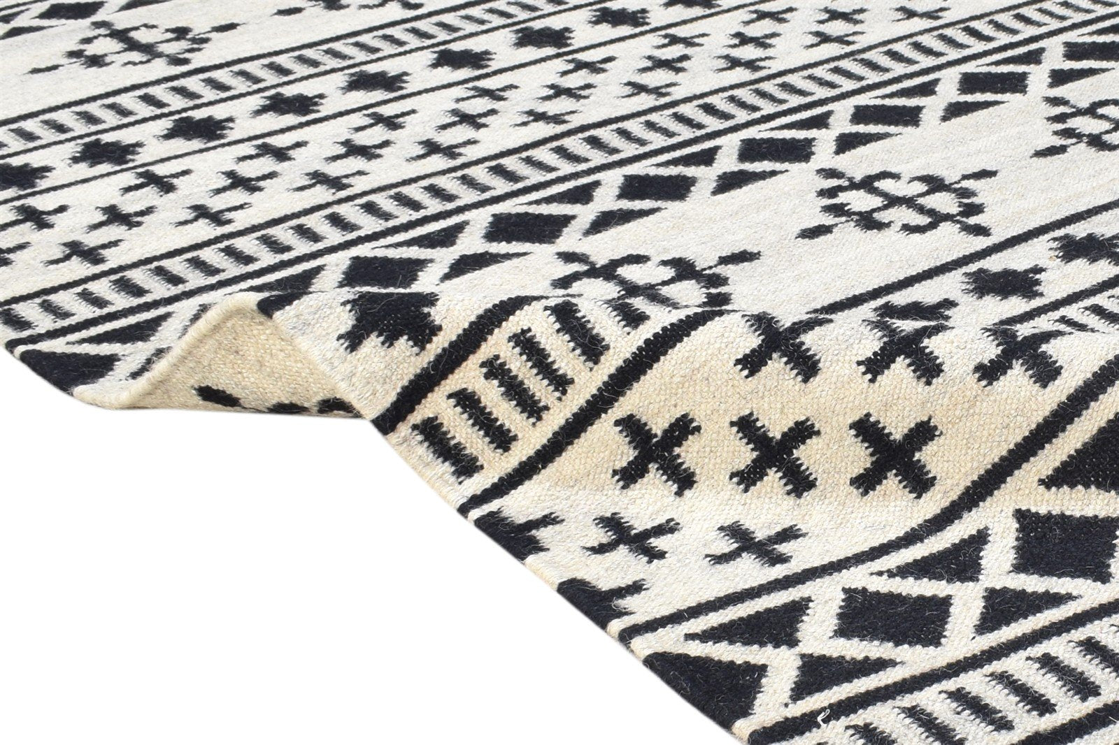 4' X 6' Rug Cotton Black Southwestern Dhurrie American Tribal Room Size Carpet 