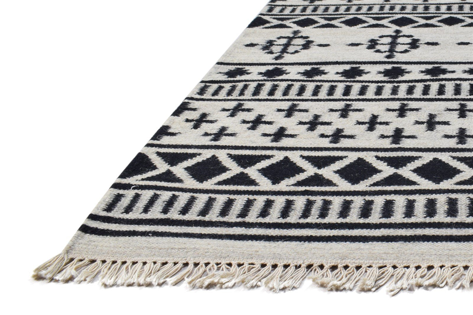 4' X 6' Rug Cotton Black Southwestern Dhurrie American Tribal Room Size Carpet 