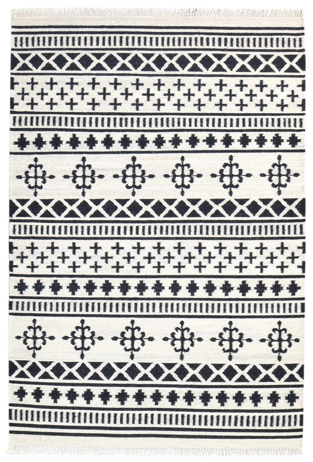 4' X 6' Rug Cotton Black Southwestern Dhurrie American Tribal Room Size Carpet 