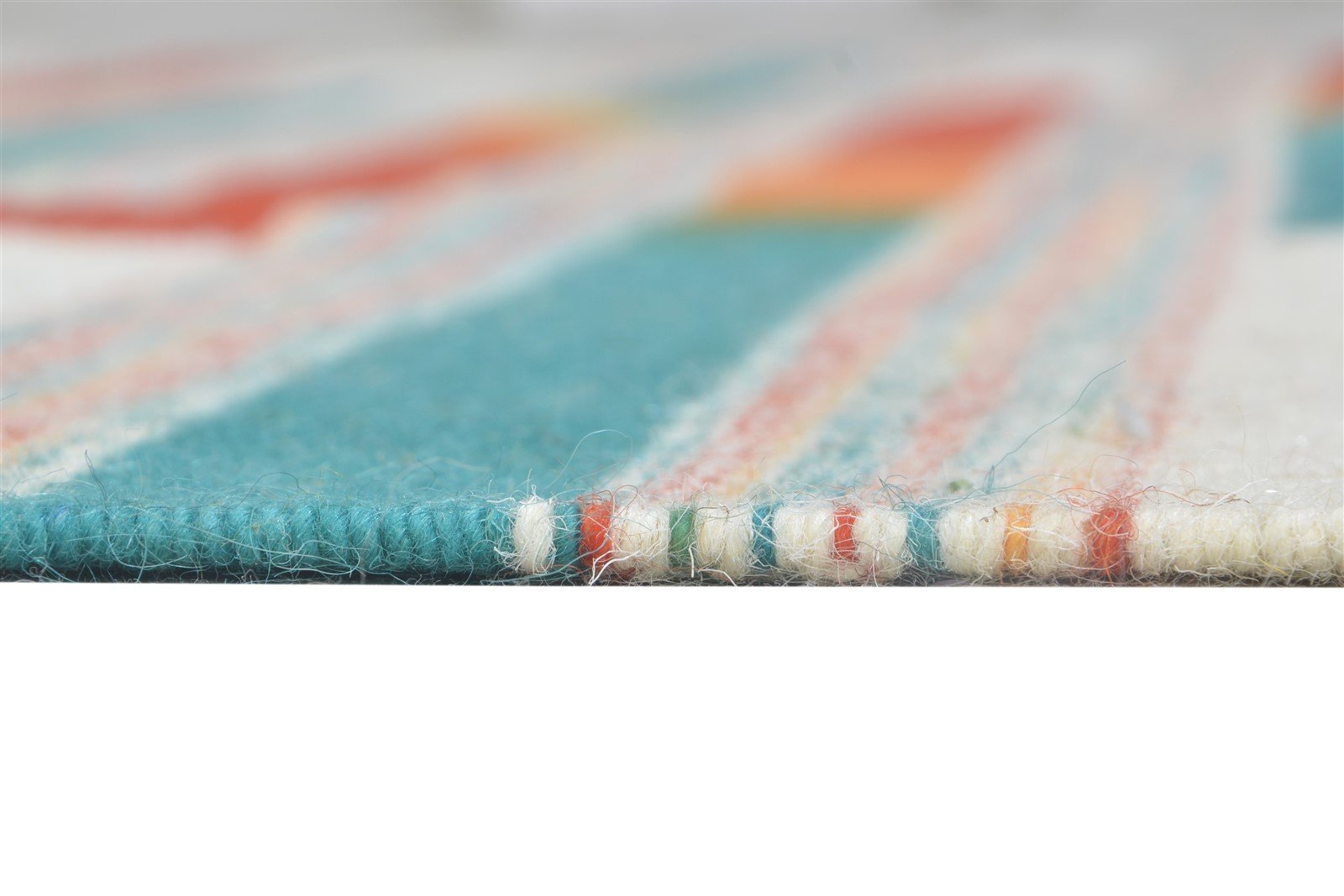 Multi Color Wool Rug 5' X 8' Modern Dhurrie Bohemian Striped Room Size Carpet 