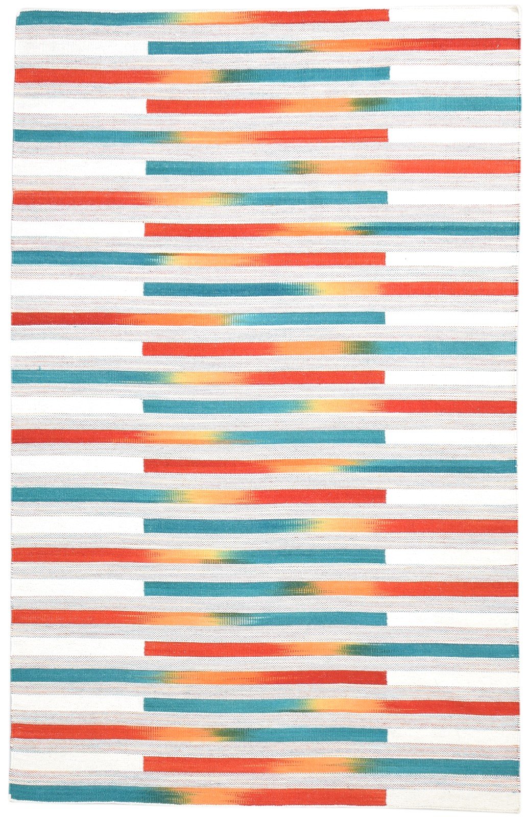 Multi Color Wool Rug 5' X 8' Modern Dhurrie Bohemian Striped Room Size Carpet 