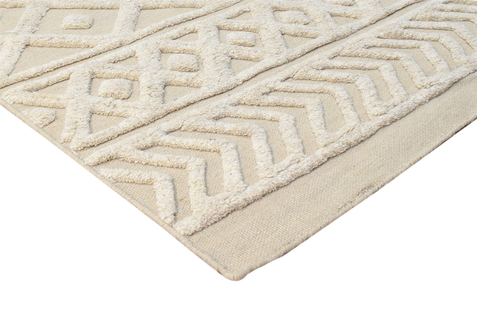 5' X 8' Rug Wool Beige Modern Dhurrie Scandinavian Nordic Room Size Carpet 