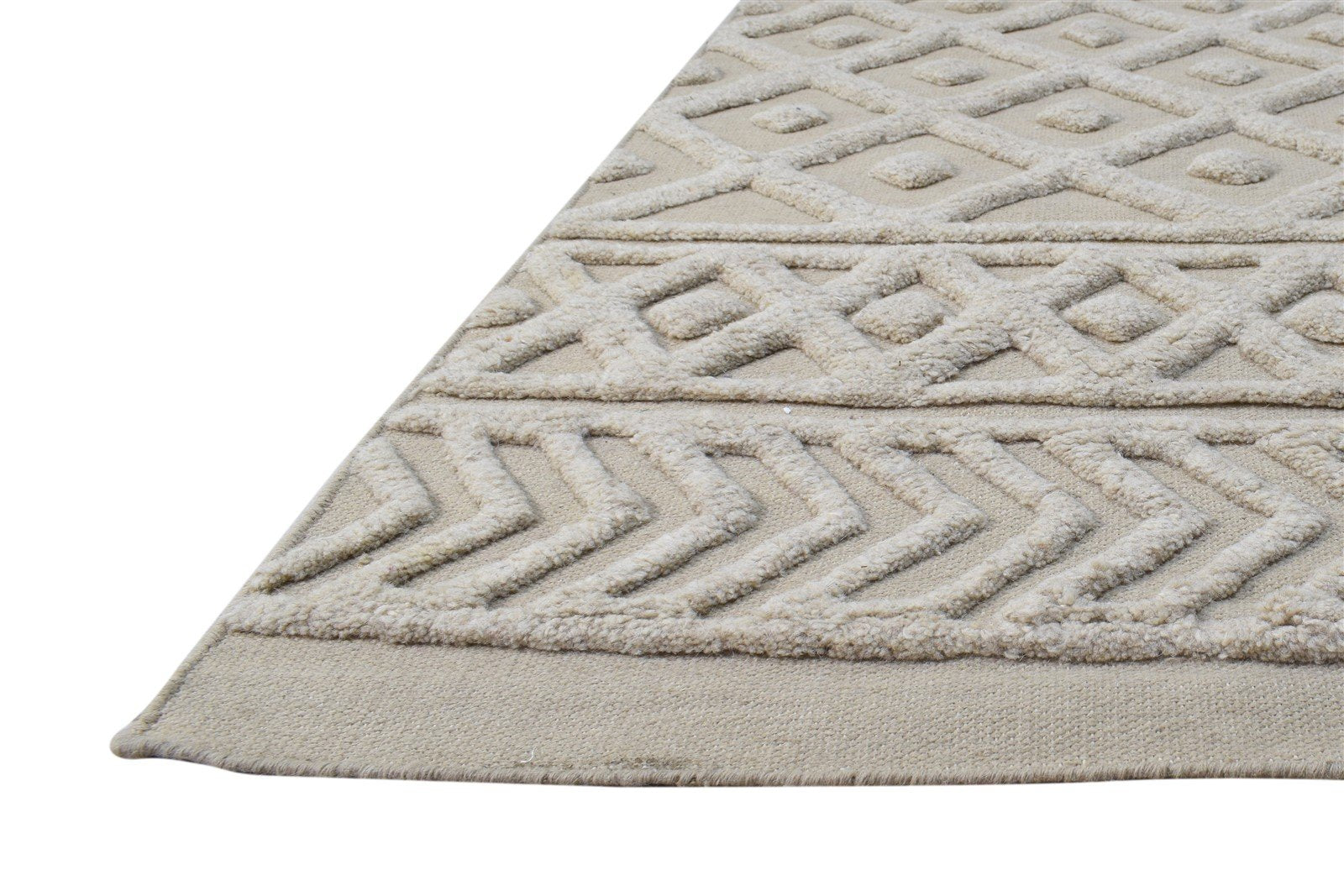 5' X 8' Rug Wool Beige Modern Dhurrie Scandinavian Nordic Room Size Carpet 