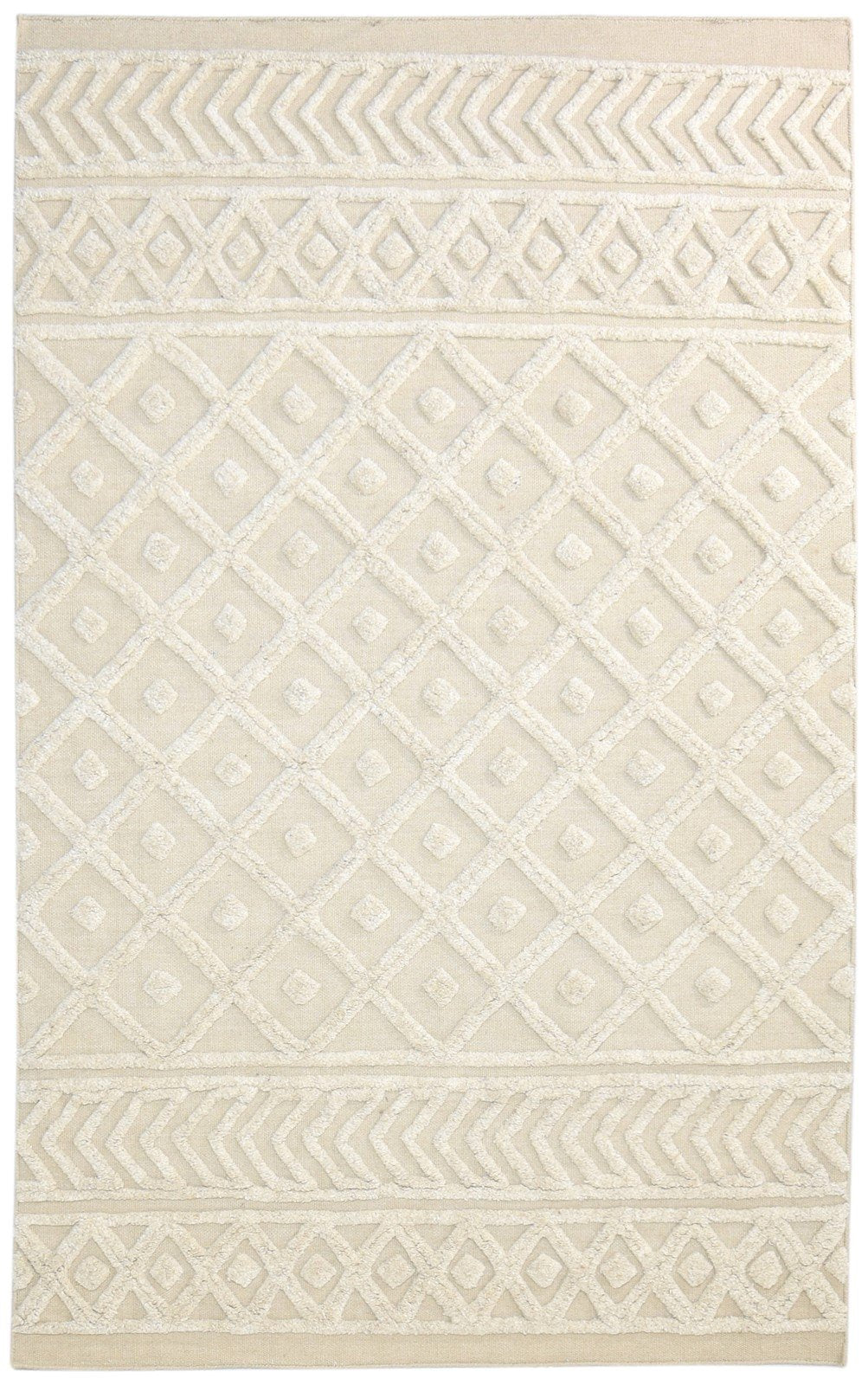 5' X 8' Rug Wool Beige Modern Dhurrie Scandinavian Nordic Room Size Carpet 