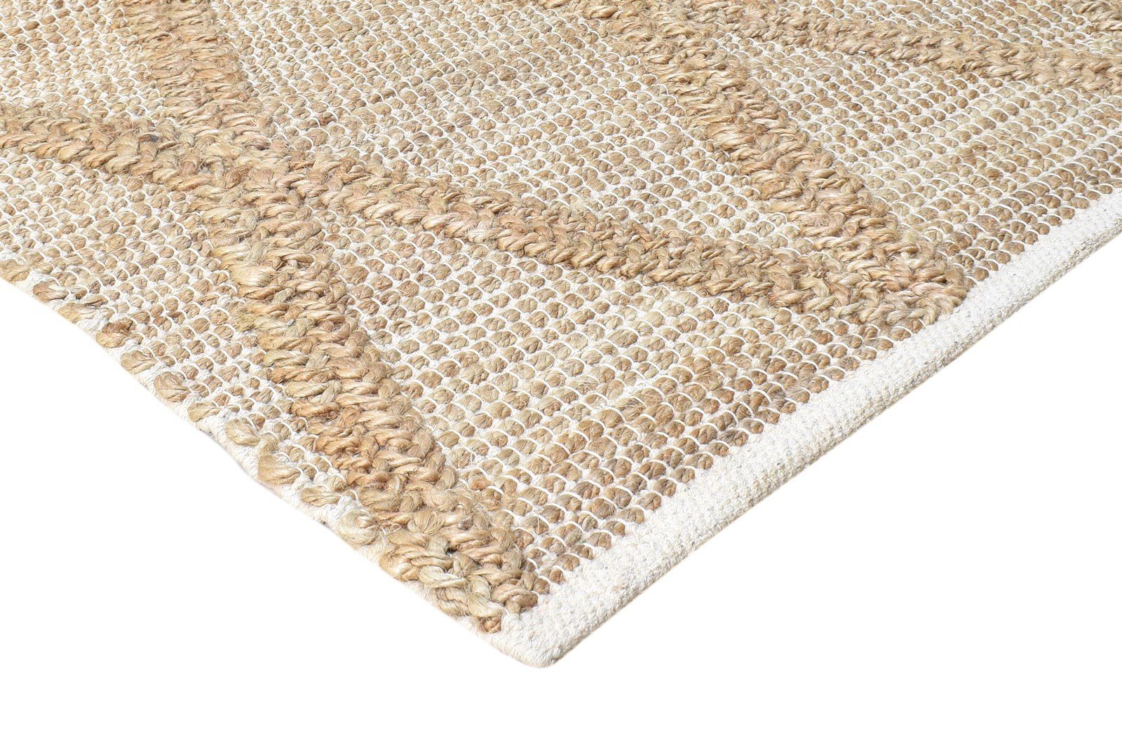 Beige Jute Rug 5' X 8' Modern Hand Woven Scandinavian Nordic Room Size Carpet 