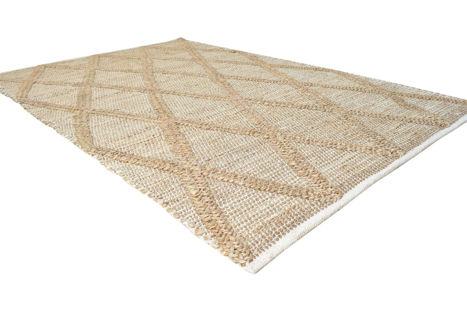 Beige Jute Rug 5' X 8' Modern Hand Woven Scandinavian Nordic Room Size Carpet 