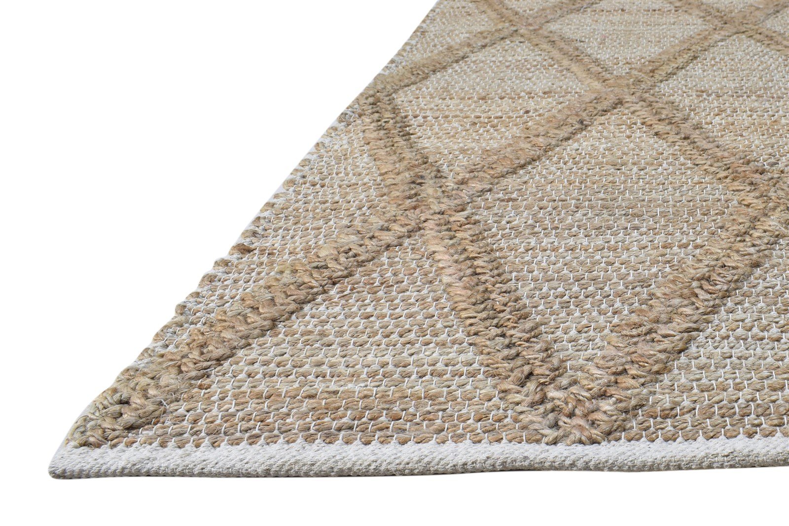 Beige Jute Rug 5' X 8' Modern Hand Woven Scandinavian Nordic Room Size Carpet 