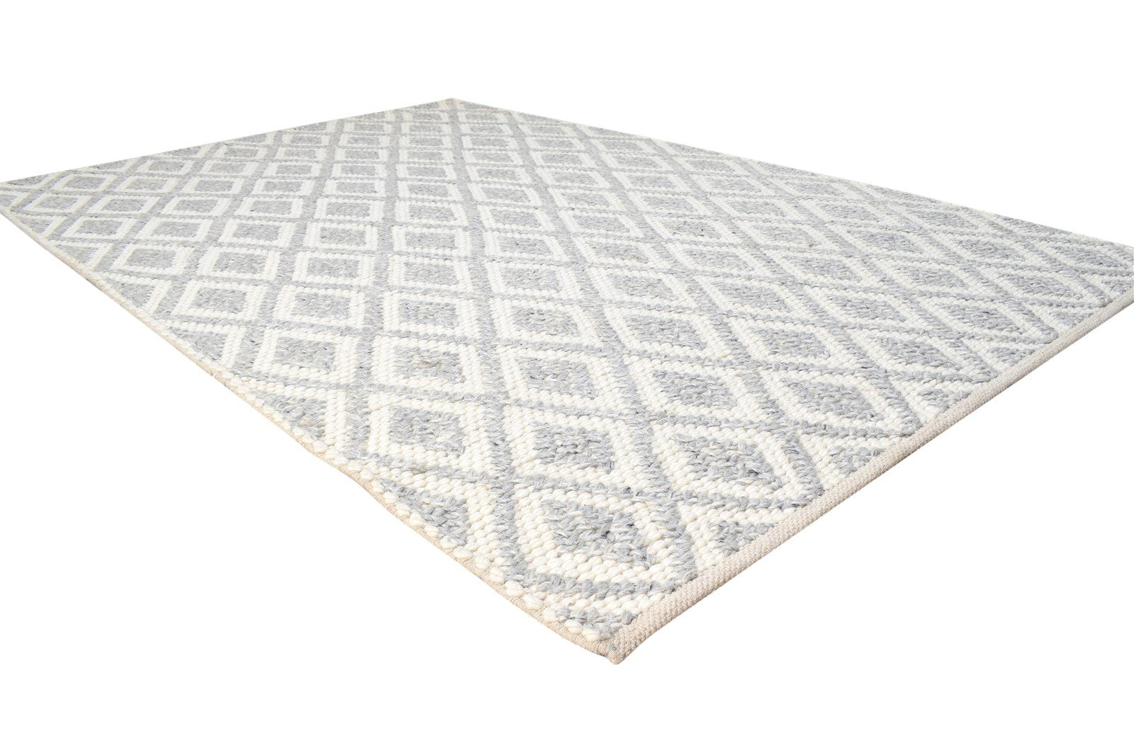 5' X 8' Rug Wool Grey Modern Hand Woven Moroccan Trellis Room Size Carpet 