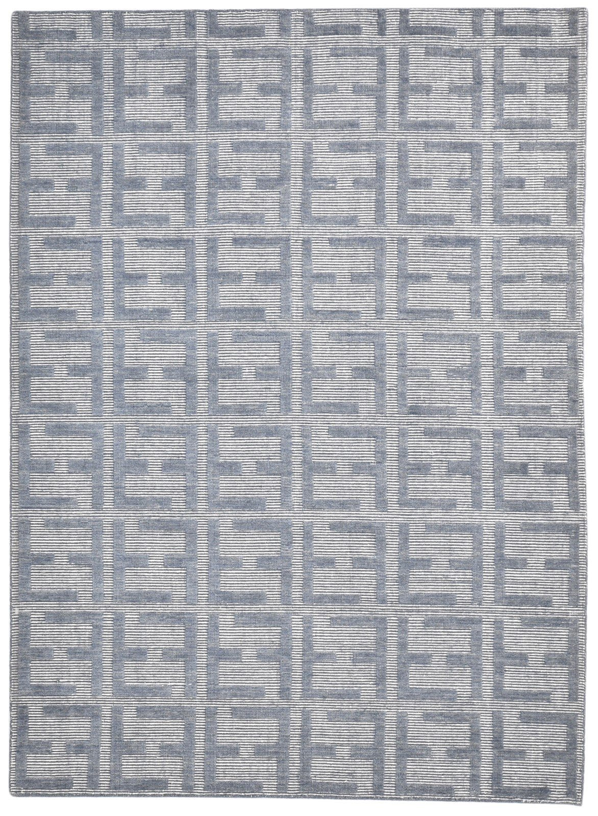 Handloom Grey Wool Rug 6' X 8' Modern Scandinavian Geometric Room Size Carpet 