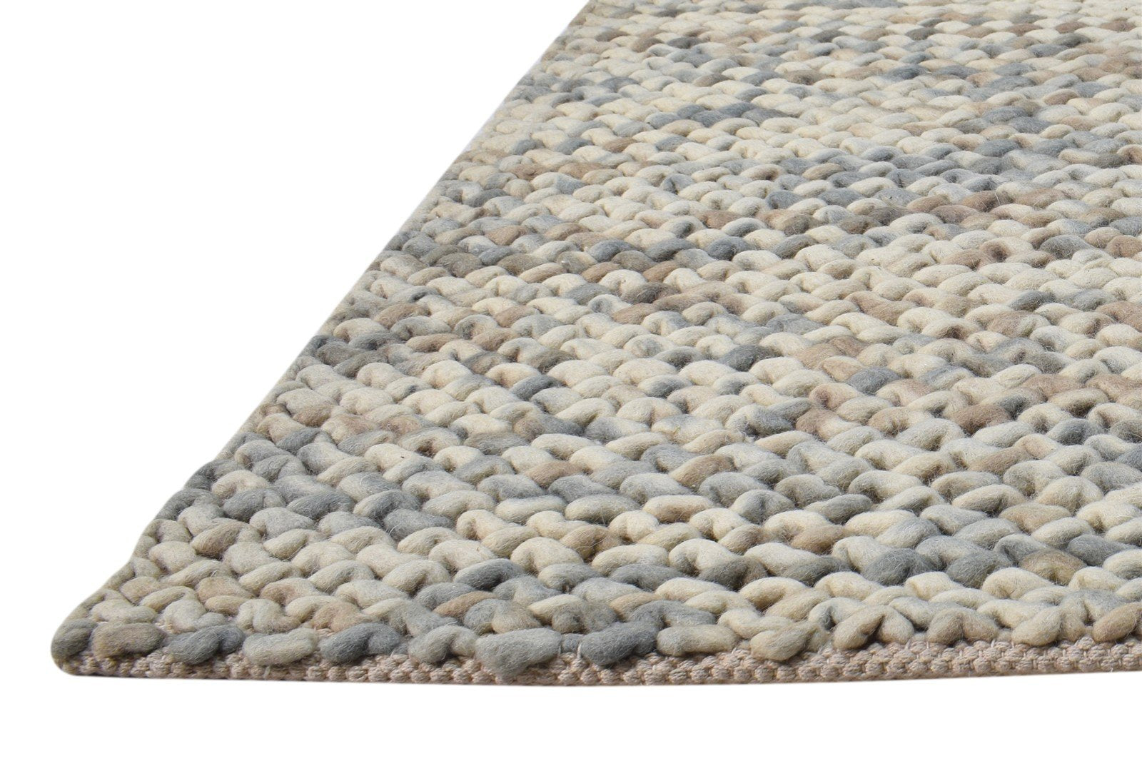 Hand Woven Beige Wool Rug 6' X 8' Modern Scandinavian Solid Room Size Carpet 