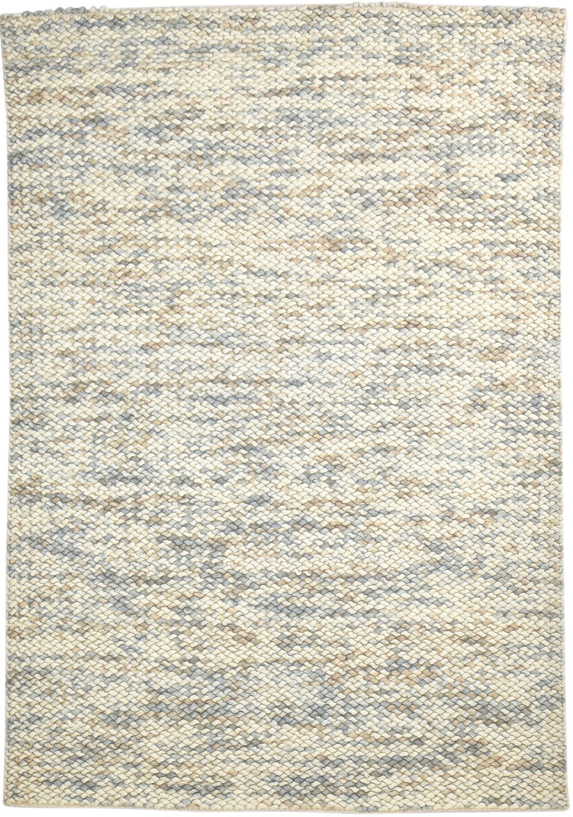 Hand Woven Beige Wool Rug 6' X 8' Modern Scandinavian Solid Room Size Carpet 