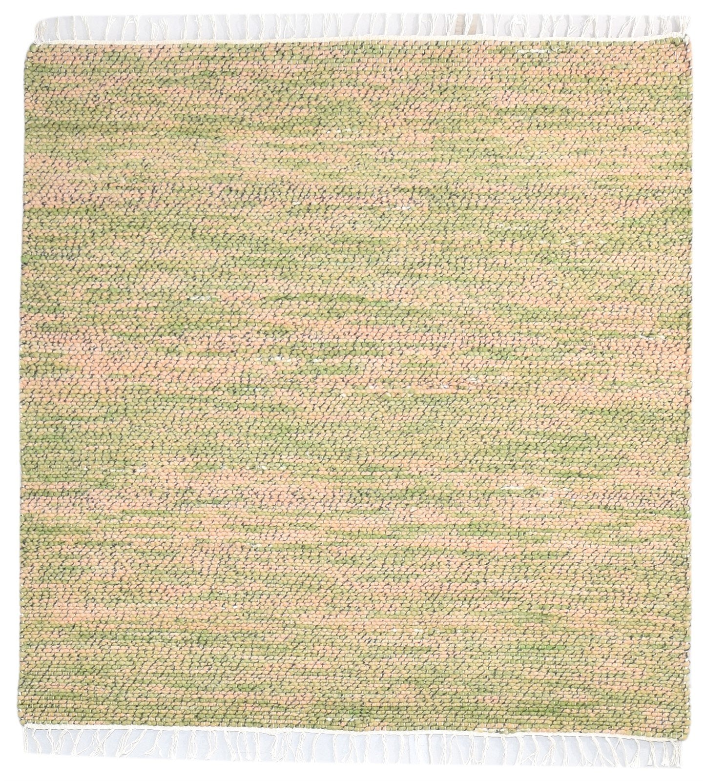 Green Wool Rug 5' X 5' Modern Hand Woven Scandinavian Solid Room Size Carpet 