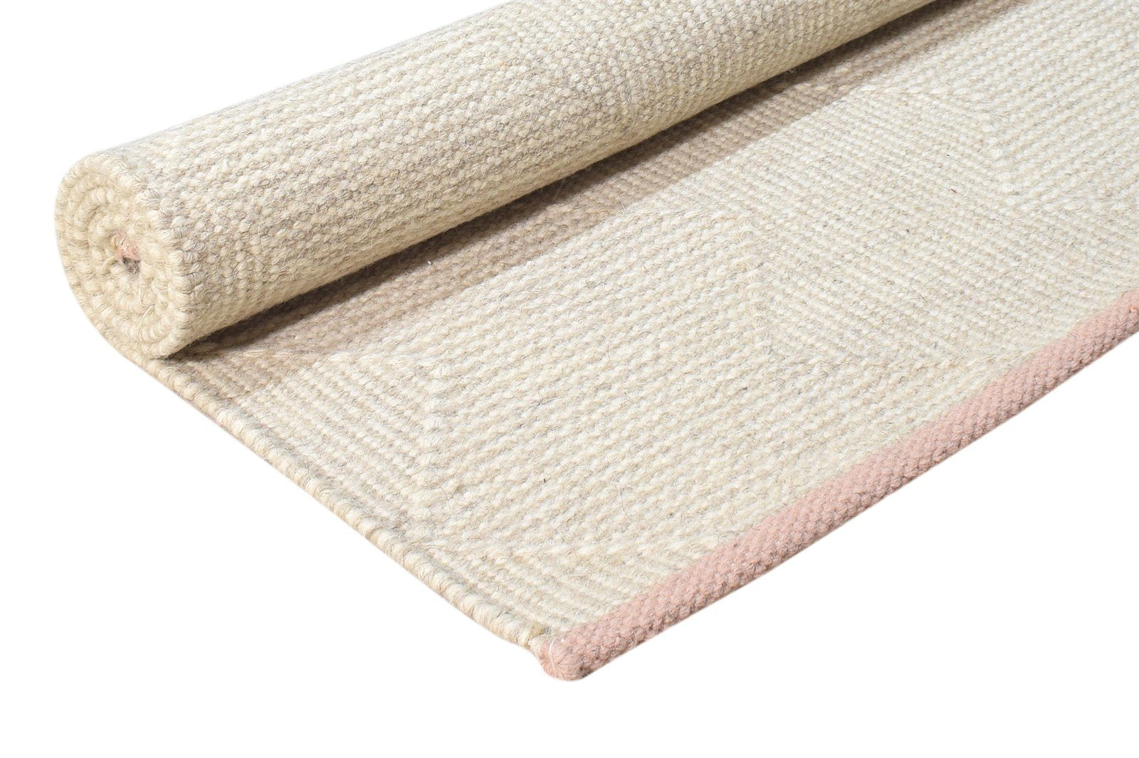 Wool Pink Rug 5' X 5' Modern Dhurrie Scandinavian Nordic Room Size Carpet 