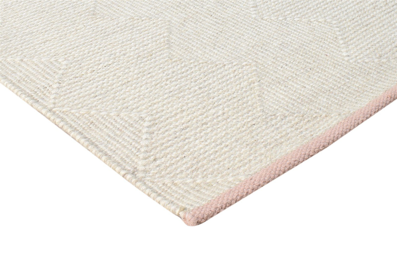 Wool Pink Rug 5' X 5' Modern Dhurrie Scandinavian Nordic Room Size Carpet 