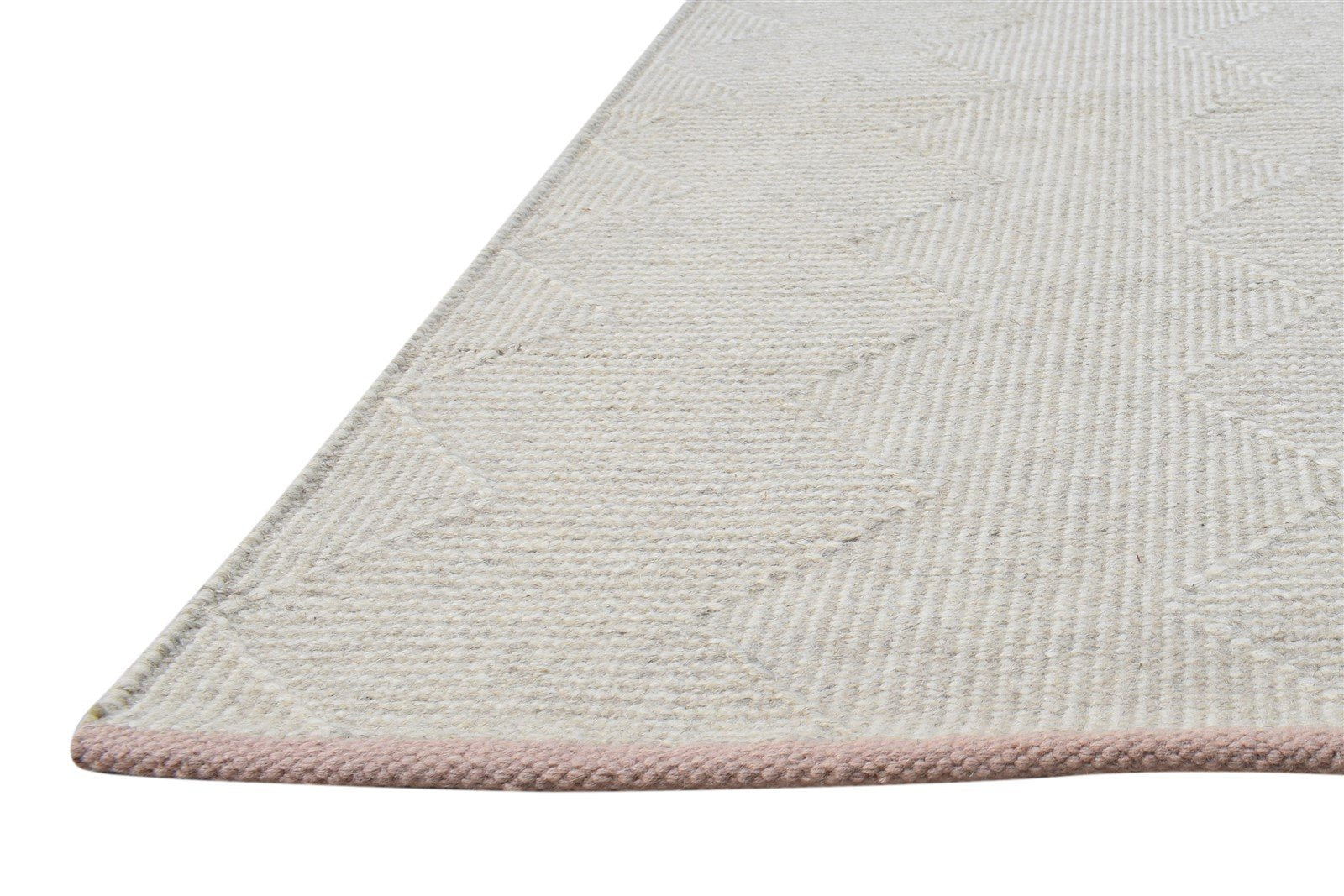 Wool Pink Rug 5' X 5' Modern Dhurrie Scandinavian Nordic Room Size Carpet 