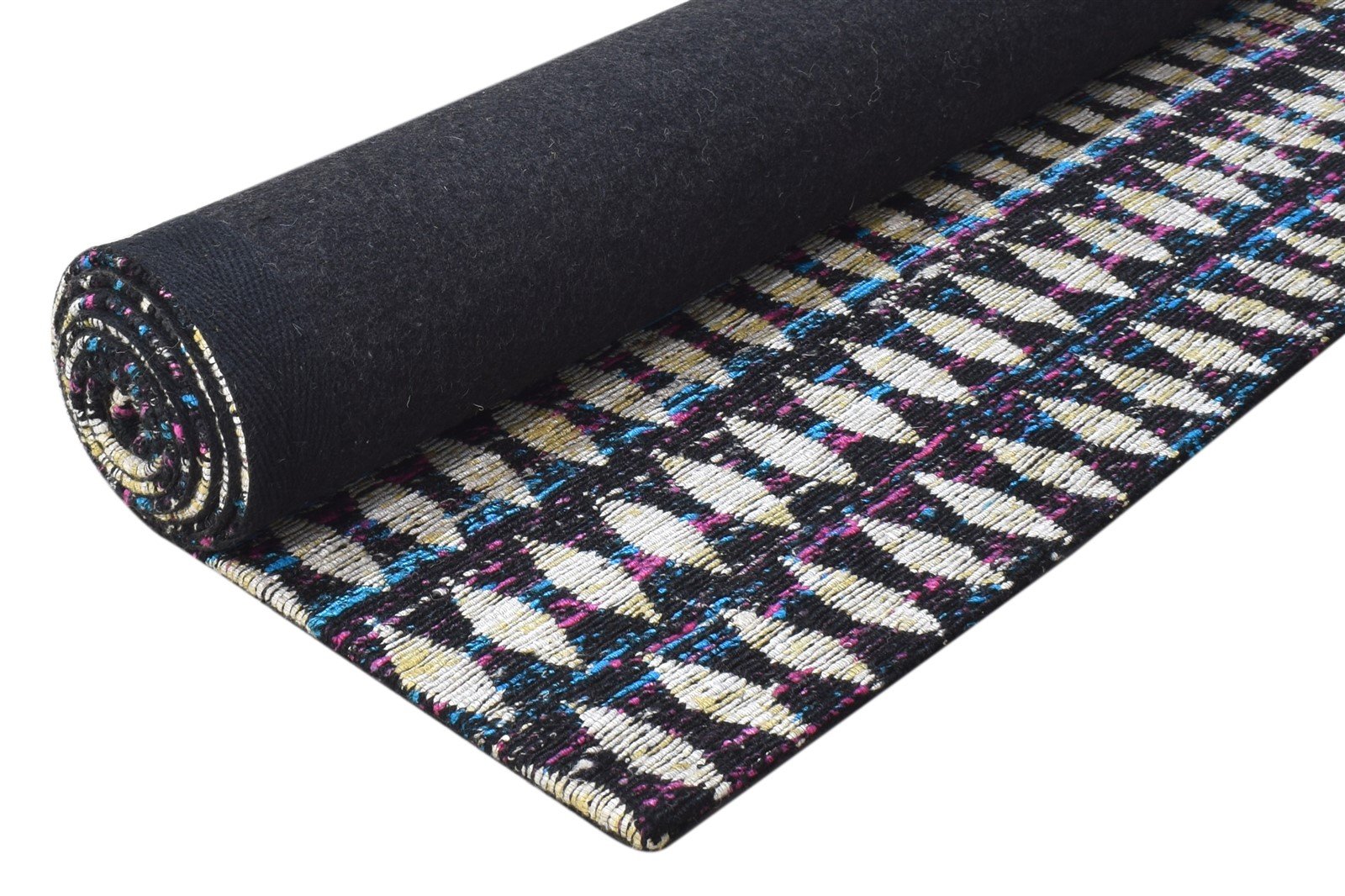 6X8 Rug Polyester Black Modern Jacquard Loom Scandinavian Nordic Room Size 