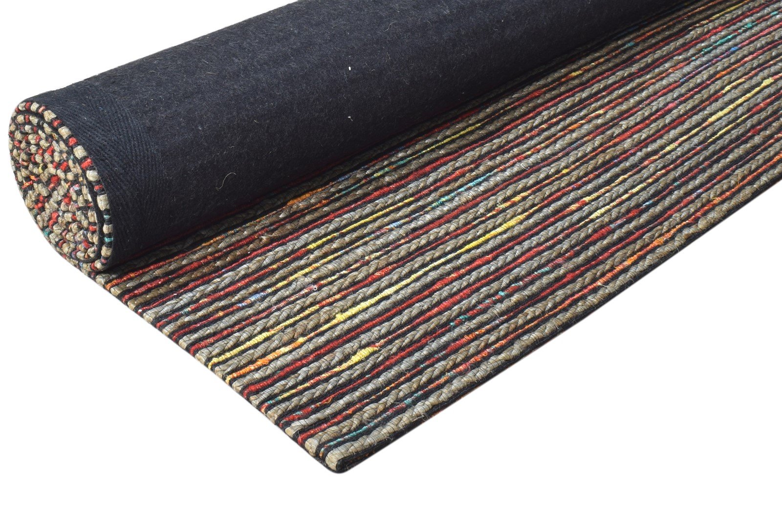 Jacquard Loom Multi Color Polyester Rug 5X7 Modern Scandinavian Striped Room Size 