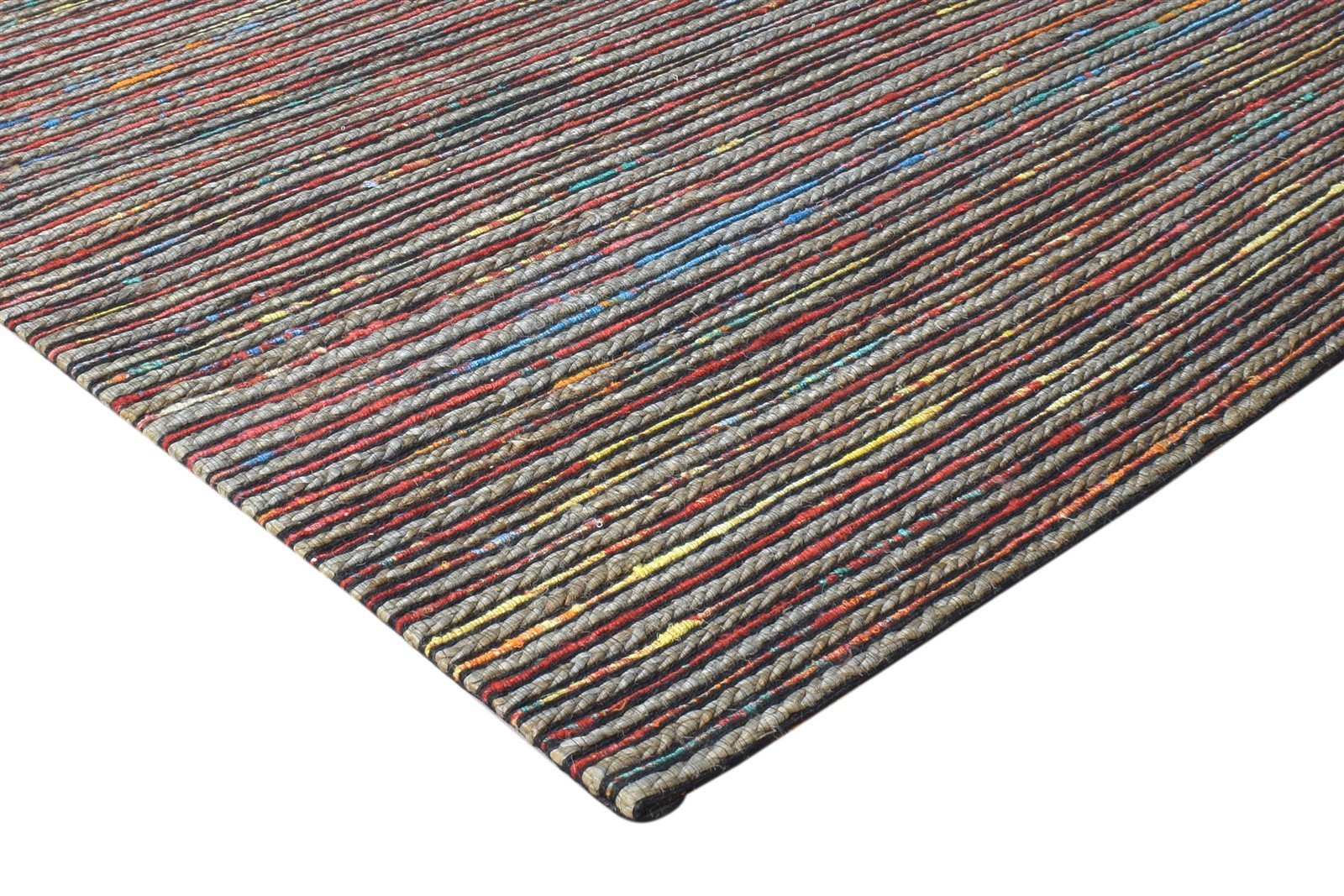 Jacquard Loom Multi Color Polyester Rug 5X7 Modern Scandinavian Striped Room Size 