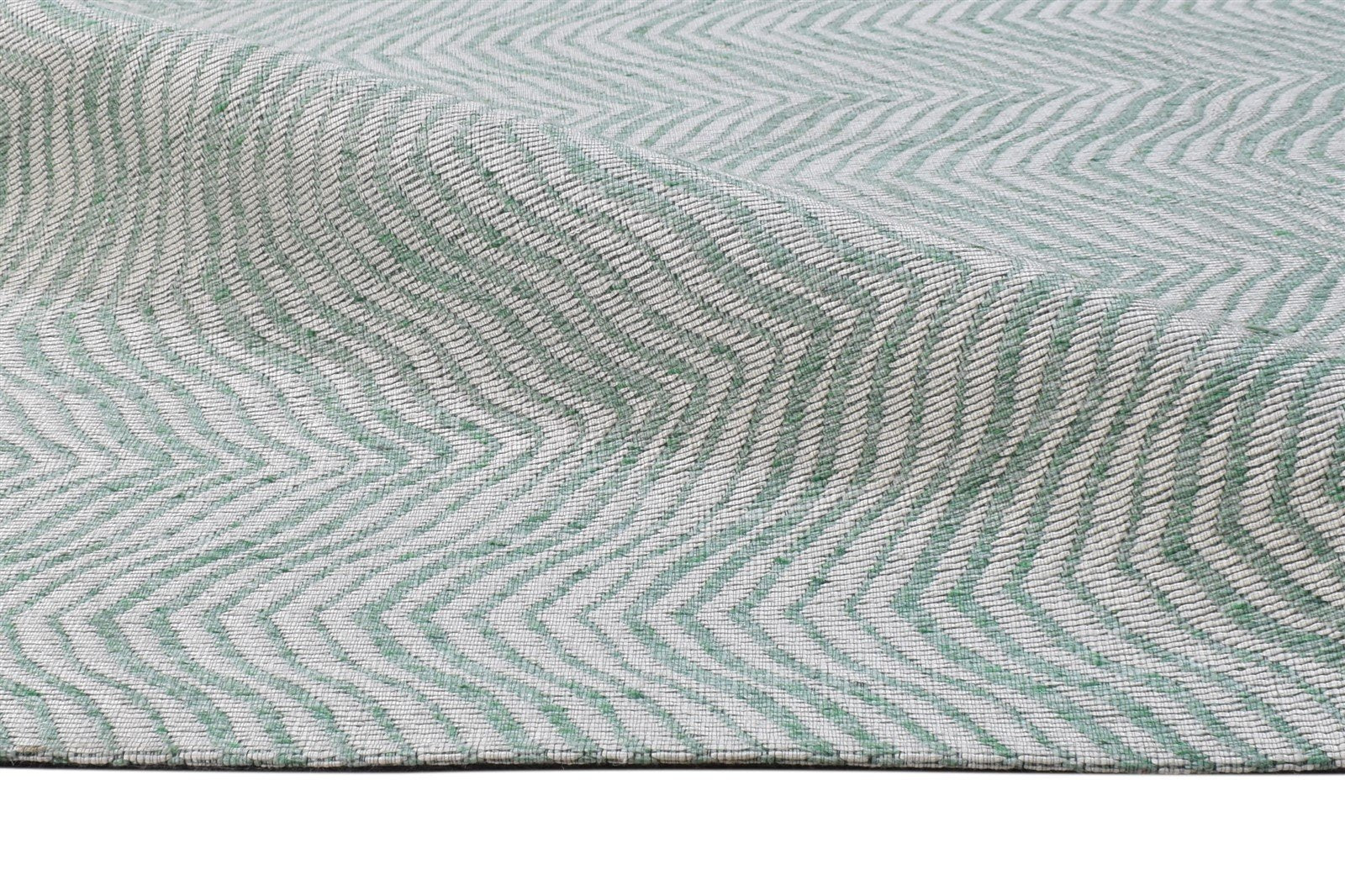 Polyester Green Rug 5X8 Modern Jacquard Loom Scandinavian Chevron Room Size 