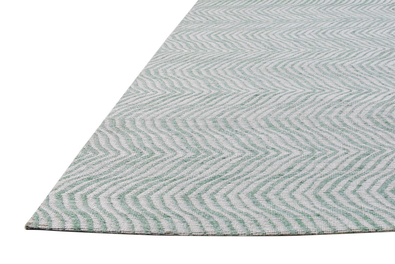 Polyester Green Rug 5X8 Modern Jacquard Loom Scandinavian Chevron Room Size 