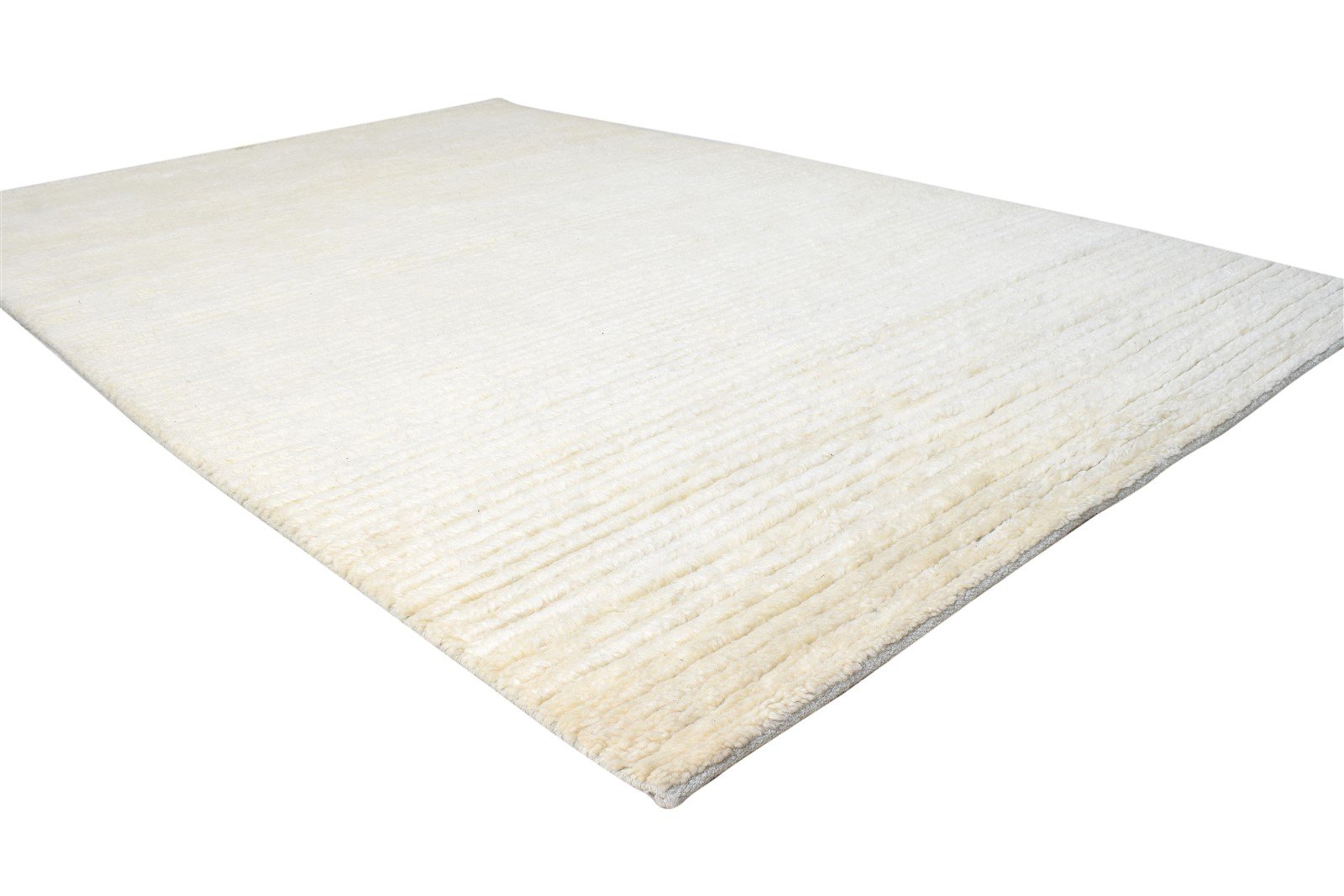 Cream Wool Rug 5' X 8' Modern Hand Knotted Scandinavian Solid Room Size Carpet 