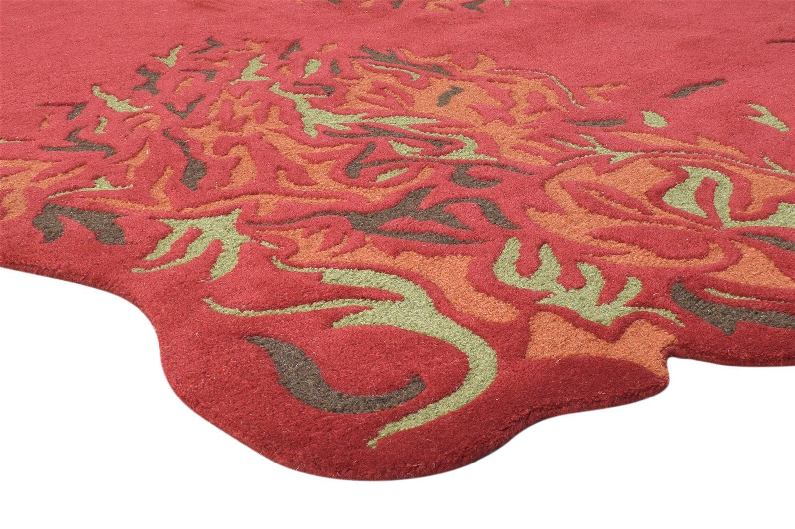 Red Wool Rug 5' X 8' Modern Hand Tufted French Floral Room Size Carpet 