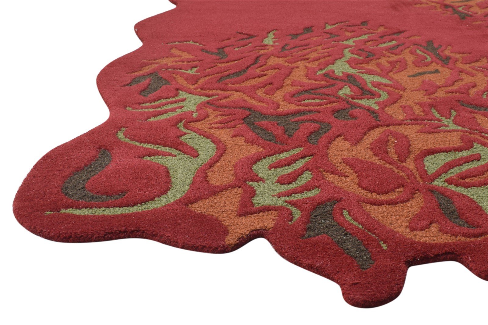 Red Wool Rug 5' X 8' Modern Hand Tufted French Floral Room Size Carpet 