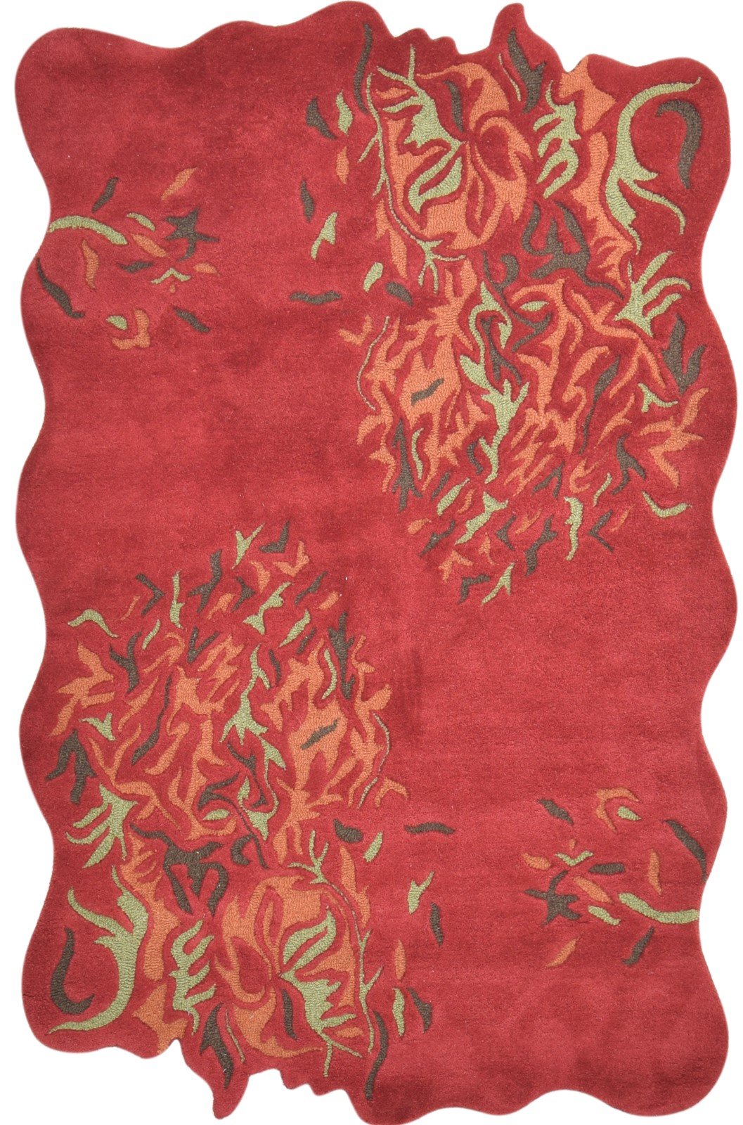 Red Wool Rug 5' X 8' Modern Hand Tufted French Floral Room Size Carpet 