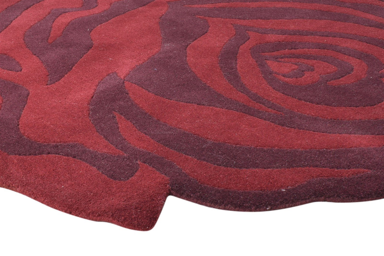 Wool Wine Rug 5' X 5' Modern Hand Tufted French Floral Room Size Carpet 