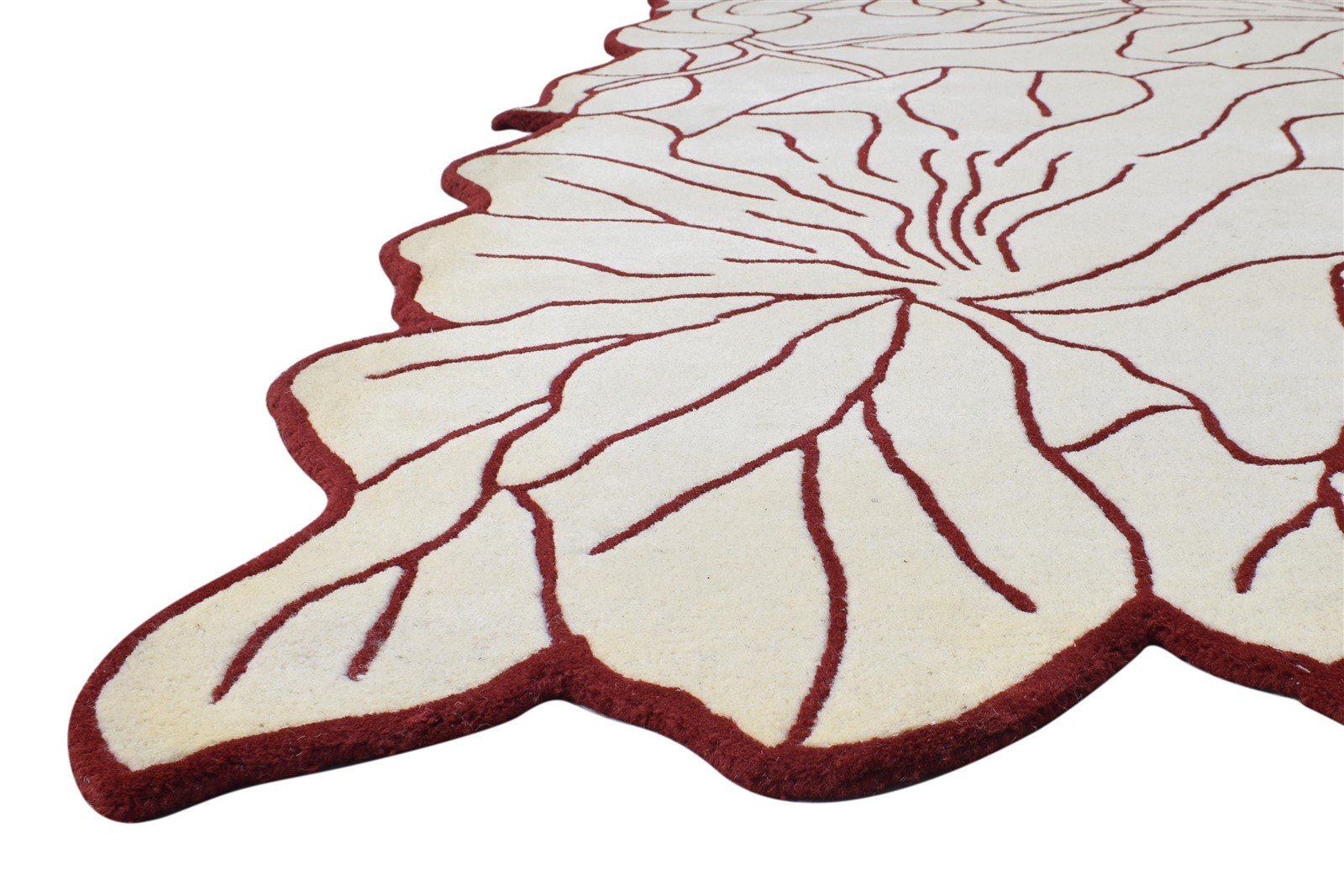 Cream Wool Rug 5' X 8' Modern Hand Tufted French Floral Room Size Carpet  Area Rug 
