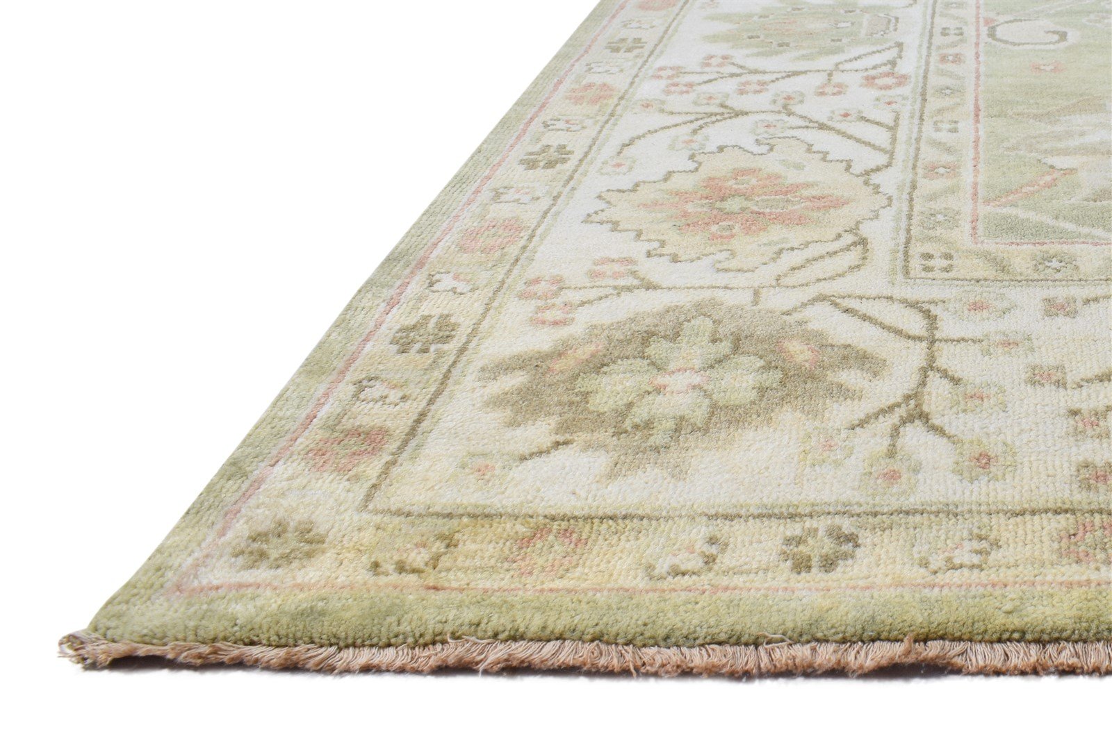 Green Wool Rug 8' X 10' Persian Hand Knotted Oushak Oriental Large Carpet 